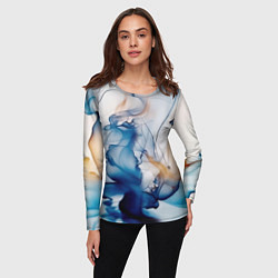 Лонгслив женский Синий батик, цвет: 3D-принт — фото 2