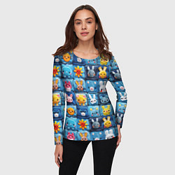 Лонгслив женский Пэчворк с кроликами, цвет: 3D-принт — фото 2