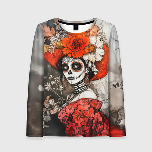 Женский лонгслив Катрина в красном / 3D-принт – фото 1