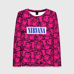 Лонгслив женский Nirvana pink logo, цвет: 3D-принт