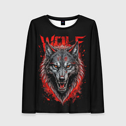 Лонгслив женский Wolf red blood, цвет: 3D-принт