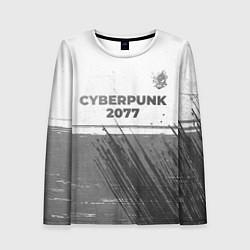 Женский лонгслив Cyberpunk 2077 - white gradient посередине