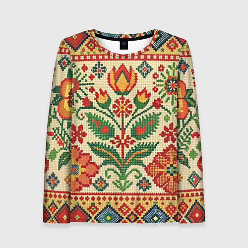 Женский лонгслив Славянский узор и орнамент / 3D-принт – фото 1