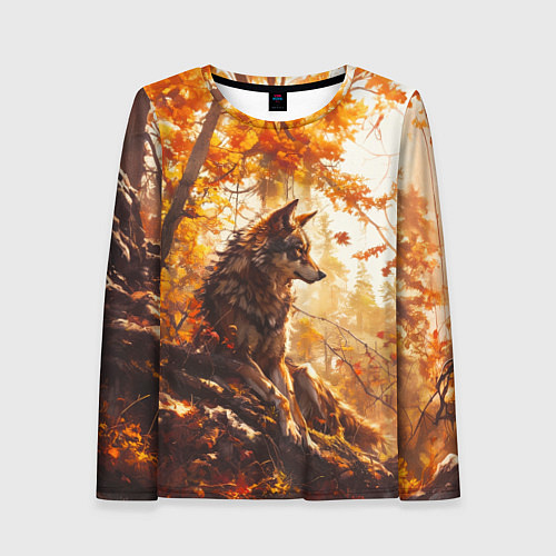 Женский лонгслив Волк на привале / 3D-принт – фото 1
