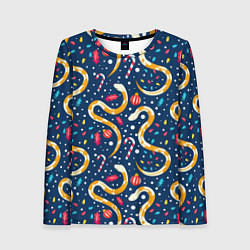 Лонгслив женский Новогодний паттерн символ года 2025, цвет: 3D-принт