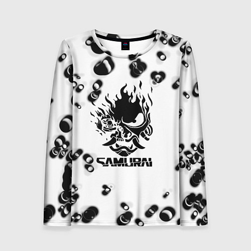 Женский лонгслив Samurai черные краски текстура / 3D-принт – фото 1