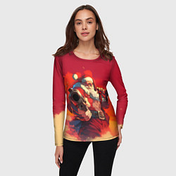 Лонгслив женский Дед Мороз с пистолетом, цвет: 3D-принт — фото 2