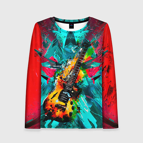 Женский лонгслив Электрогитара в красках / 3D-принт – фото 1