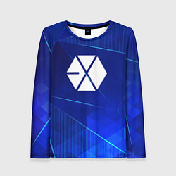 Лонгслив женский Exo blue poly, цвет: 3D-принт