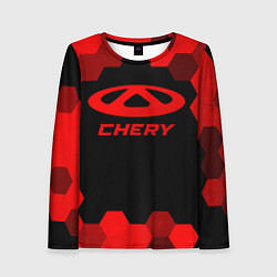 Лонгслив женский Chery - red gradient, цвет: 3D-принт