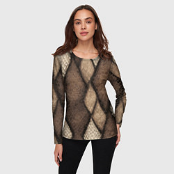 Лонгслив женский Кожа змеи ромбы, цвет: 3D-принт — фото 2