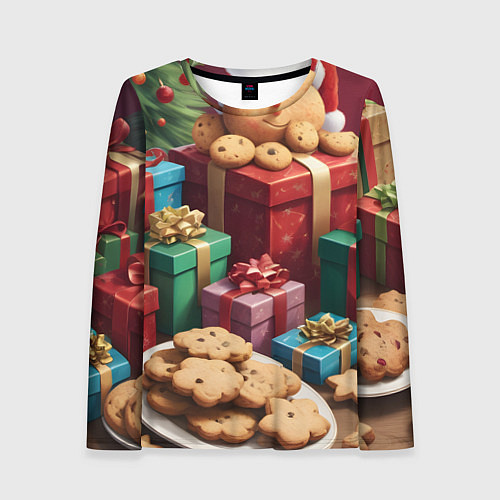 Женский лонгслив Рождественское печенье / 3D-принт – фото 1