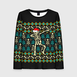 Женский лонгслив Танцующий скелет на Рождество