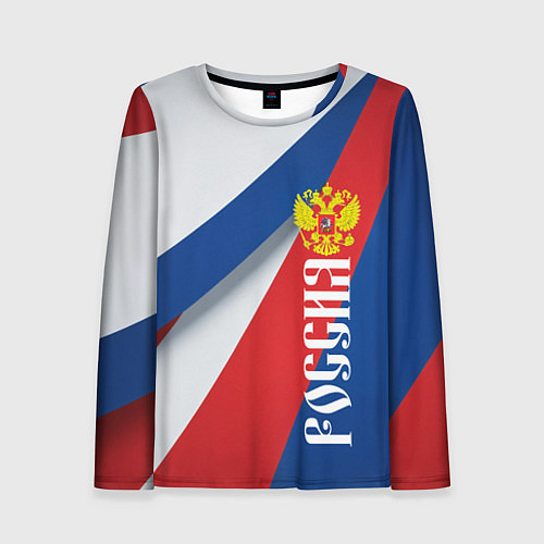 Женский лонгслив Цвета флага России и герб / 3D-принт – фото 1