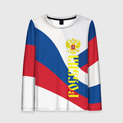 Лонгслив женский Флаг России, паттерн, цвет: 3D-принт