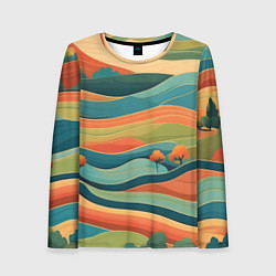 Лонгслив женский Поля луга, цвет: 3D-принт