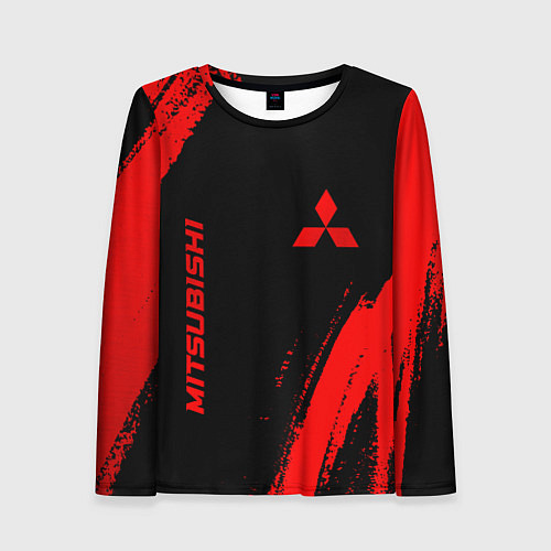 Женский лонгслив Mitsubishi - red gradient вертикально / 3D-принт – фото 1