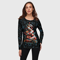 Лонгслив женский Ёлка змея, цвет: 3D-принт — фото 2