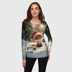 Лонгслив женский Маленькая новогодняя лисичка, цвет: 3D-принт — фото 2