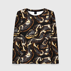 Женский лонгслив Змея черно-белая