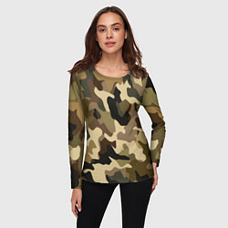 Лонгслив женский Милитари камуфляж, цвет: 3D-принт — фото 2