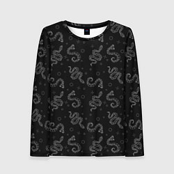 Лонгслив женский Геометрические змеи паттерн, цвет: 3D-принт