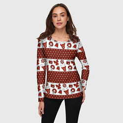 Лонгслив женский Новогодний паттерн, цвет: 3D-принт — фото 2