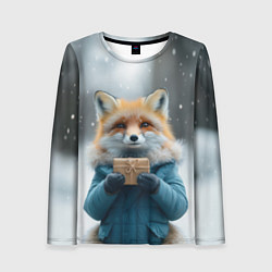 Женский лонгслив Лисица с подарком