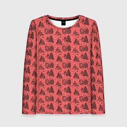 Женский лонгслив Новогодние звери на красном
