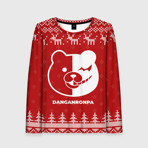 Женский лонгслив Новогодний Danganronpa с оленями / 3D-принт – фото 1