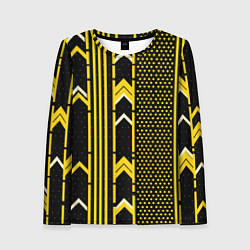 Женский лонгслив Жёлтые обои на чёрном фоне