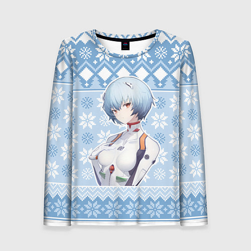 Женский лонгслив Rei christmas sweater Evangelion / 3D-принт – фото 1