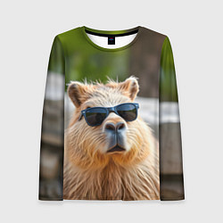 Женский лонгслив Модная капибара в темных очках