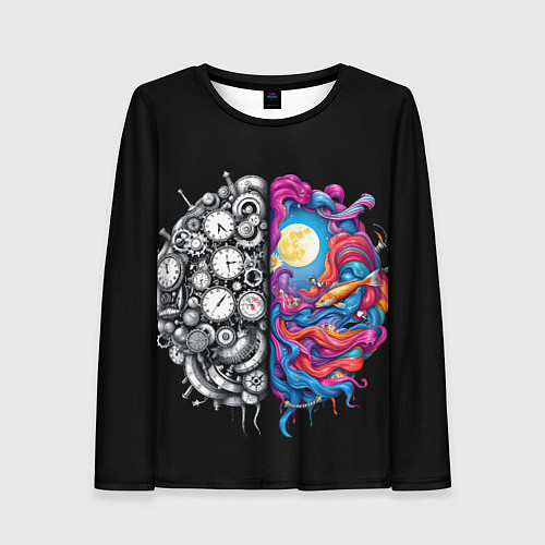 Женский лонгслив Правое и левое полушарие / 3D-принт – фото 1