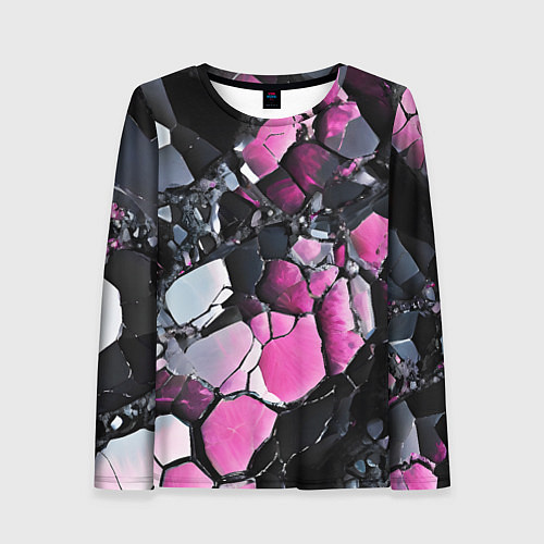 Женский лонгслив Чёрно-розовый камень / 3D-принт – фото 1