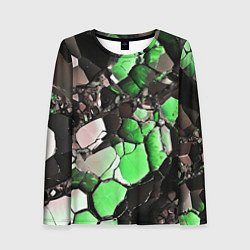 Лонгслив женский Чёрно-зелёный камень, цвет: 3D-принт