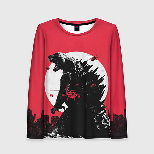 Женский лонгслив Godzilla destroys the city / 3D-принт – фото 1