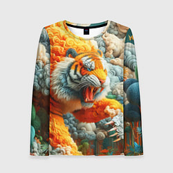 Женский лонгслив Сказочный облачный тигр - нейроарт фантазия