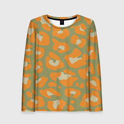 Женский лонгслив Рыже-зеленый леопардовый