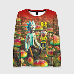 Лонгслив женский Рик и Морти заблудились в мухоморном поле, цвет: 3D-принт