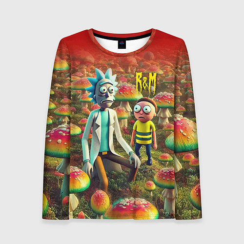 Женский лонгслив Рик и Морти заблудились в мухоморном поле / 3D-принт – фото 1