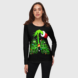 Лонгслив женский Гринч похищает сердца, цвет: 3D-принт — фото 2