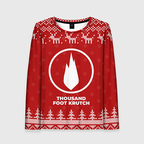 Женский лонгслив Новогодний Thousand Foot Krutch с оленями / 3D-принт – фото 1
