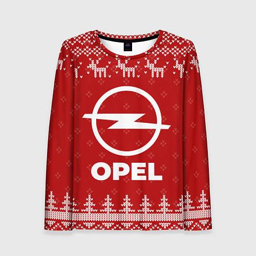 Женский лонгслив Новогодний Opel с оленями / 3D-принт – фото 1
