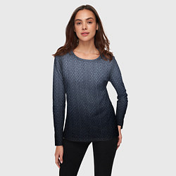 Лонгслив женский Тёмный серо-синий градиент текстурированный с узор, цвет: 3D-принт — фото 2