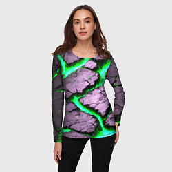 Лонгслив женский Треснувший камень зелёный, цвет: 3D-принт — фото 2