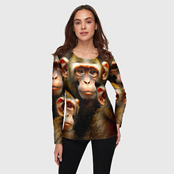 Лонгслив женский Макаки, цвет: 3D-принт — фото 2