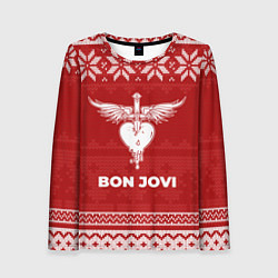 Лонгслив женский Новогодний Bon Jovi, цвет: 3D-принт