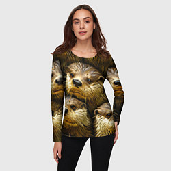 Лонгслив женский Мордочки выдр, цвет: 3D-принт — фото 2