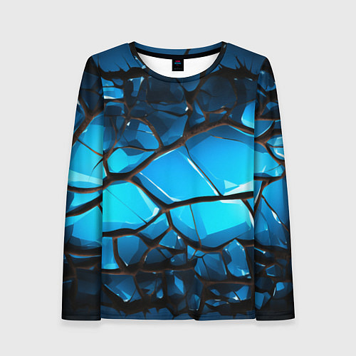 Женский лонгслив Синяя текстура объемных плит / 3D-принт – фото 1